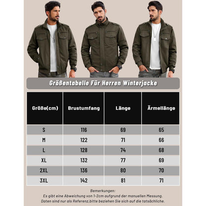 Herren Fleecejacke Winterjacke Warm & Funktional Armeegrün 3XL