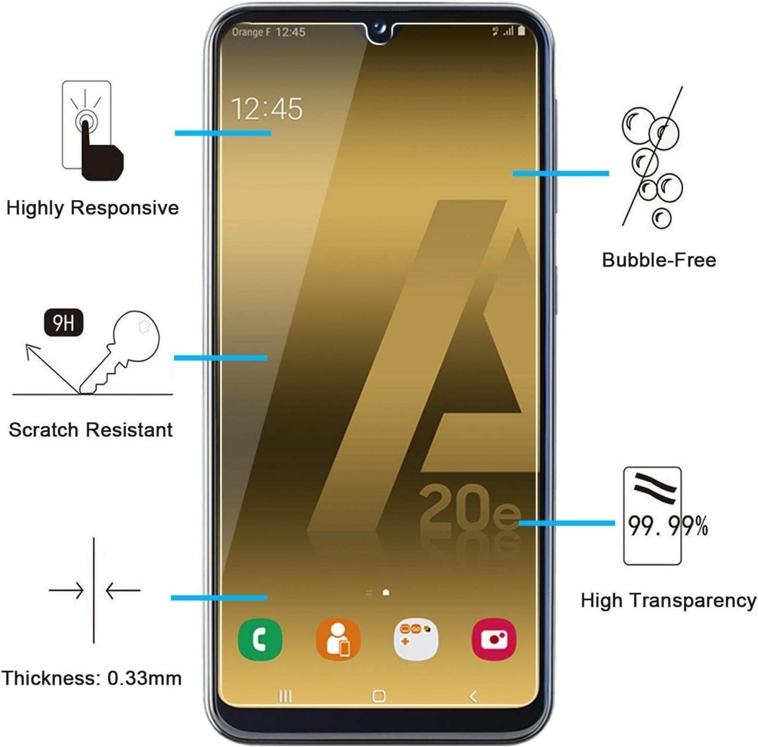 Panzer Schutzglas Samsung Galaxy A20e 2 Stück 9H HD 0.33mm