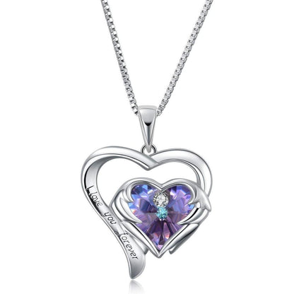Sterling Silber Herz Halskette Swarovski Kristall lila 925