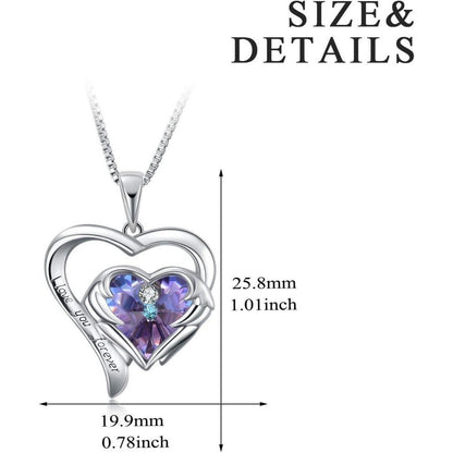 Sterling Silber Herz Halskette Swarovski Kristall lila 925