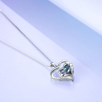 Sterling Silber Herz Halskette Swarovski Kristall lila 925
