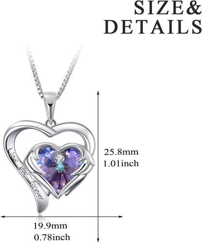 Herz Halskette Sterling Silber Kristall Anhänger lila Swarovski