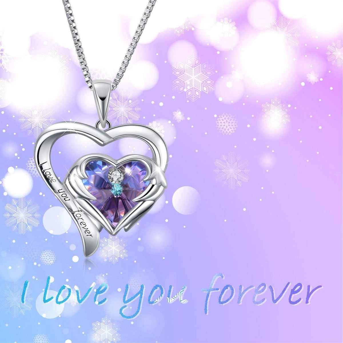 Damen Halskette Sterling Silber Herzanhänger mit Swarovski Kristall