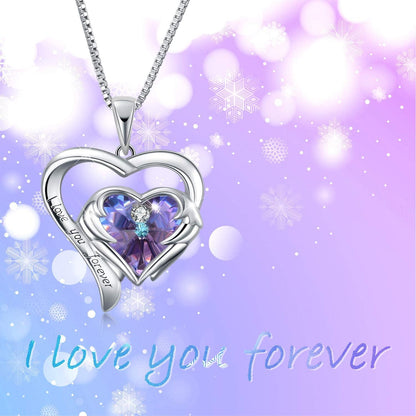 Damen Halskette Sterling Silber Herzanhänger mit Swarovski Kristall