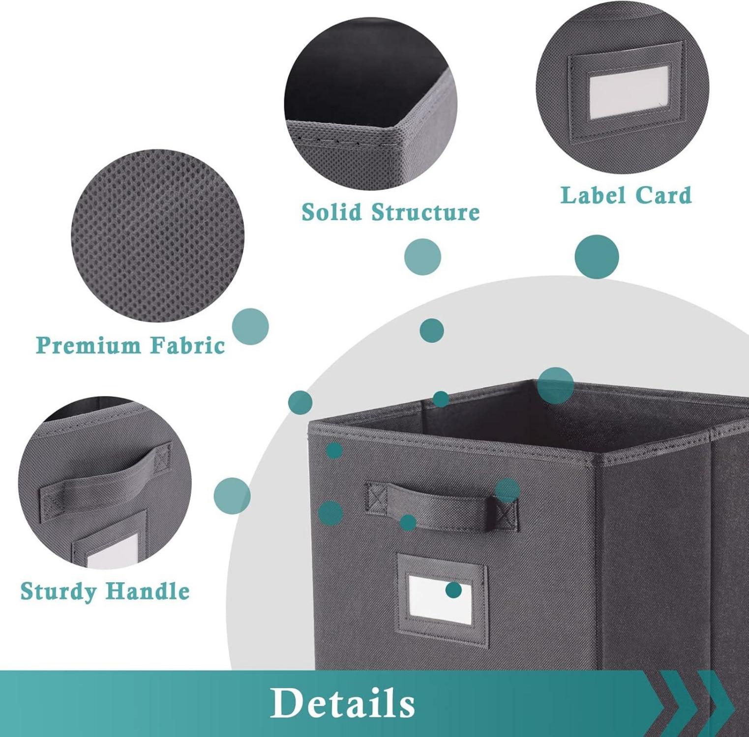 Aufbewahrungsbox Faltbar 6er Pack Stoffboxen 27x27x28 cm Grau A