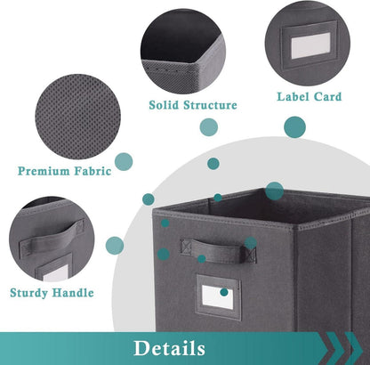 Aufbewahrungsbox Faltbar 6er Pack Stoffboxen 27x27x28 cm Grau A