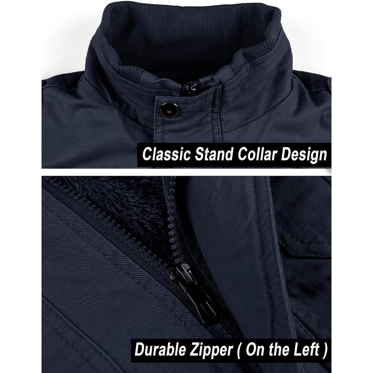 Herren Winterjacke warm gefüttert mit Taschen Dunkelblau S