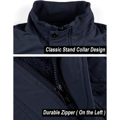 Herren Winterjacke warm gefüttert mit Taschen Dunkelblau S