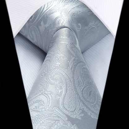 Herren Krawatten Set mit Einstecktuch Paisley Einfarbig