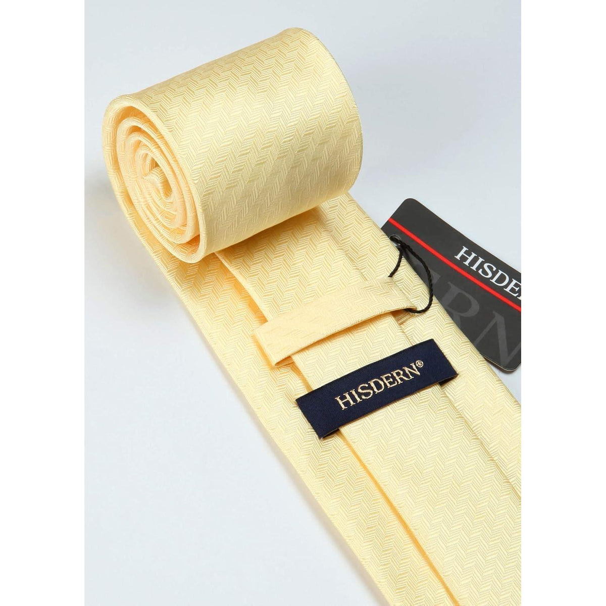Krawatten-Set Herren: Kariert mit Einstecktuch Beige