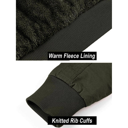 Herren Winterjacke Warm Gefüttert Fleecejacke Cargo Jacke Armygrün