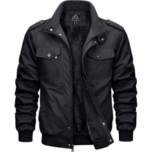 Herren Winterjacke Warm Gefüttert mit Taschen L Schwarz