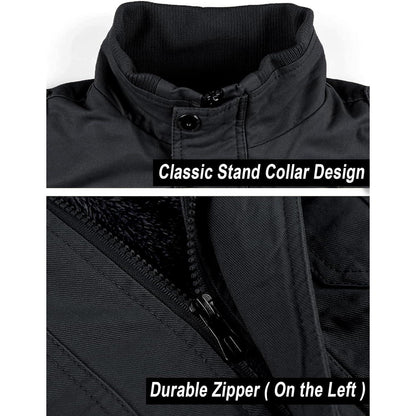 Herren Winterjacke warm gefüttert mit vielen Taschen XXL Schwarz
