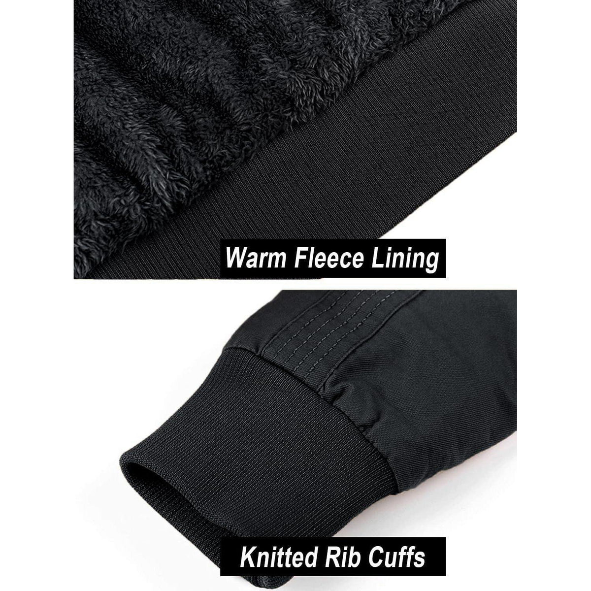 Herren Winterjacke warm gefüttert mit vielen Taschen XXL Schwarz