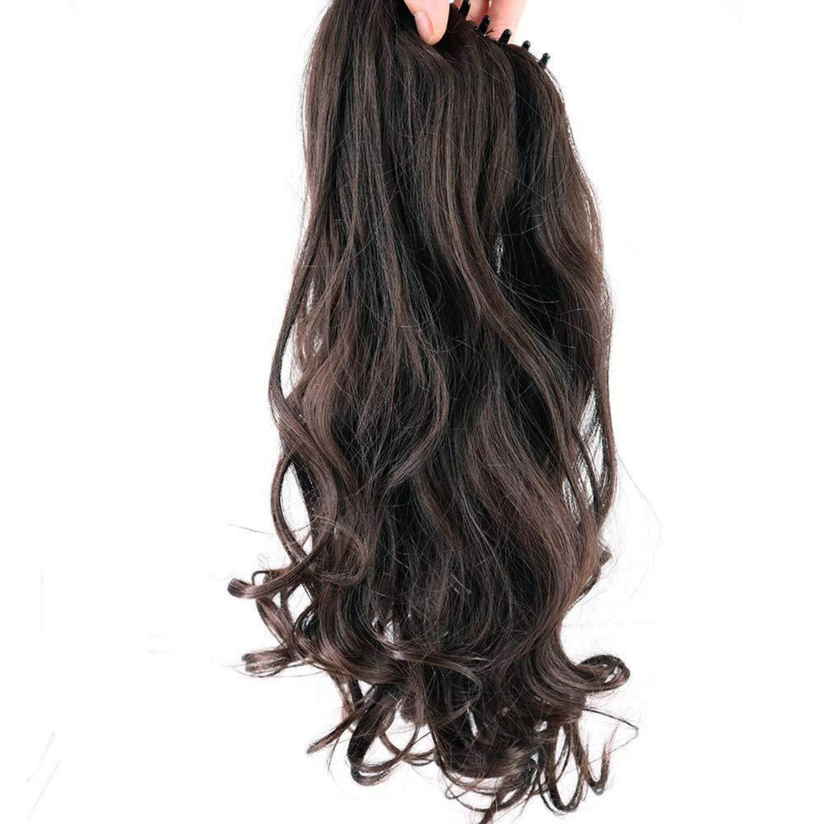 Gewellte Zopfverlängerung Clip-in Mittelbraun 45cm
