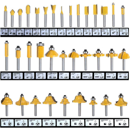 Fräser-Set Hartmetall 35-teilig 6.35mm Schaft für Holzbearbeitung
