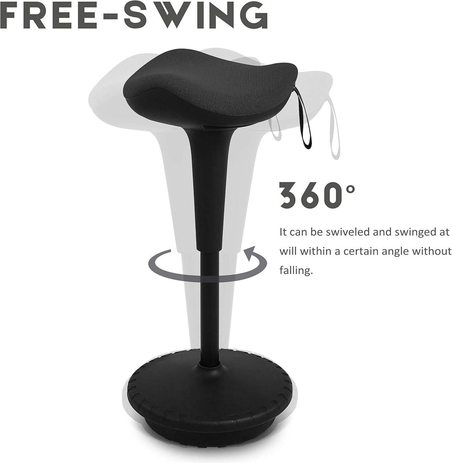 IWMH Ergonomischer Bürohocker Schwarz 360° Drehbar