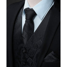 Herren Weste Krawatte Einstecktuch Set Paisley Floral Jacquard Gold