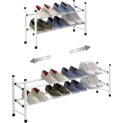 Ausziehbares Schuhregal für 12 Paar Schuhe, stapelbar und