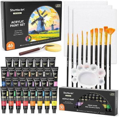 Acrylfarben Set 46-teiliges für Kinder und Erwachsene