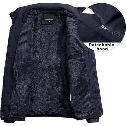 Herren Winterjacke gefüttert Fleece Parka Dunkelblau