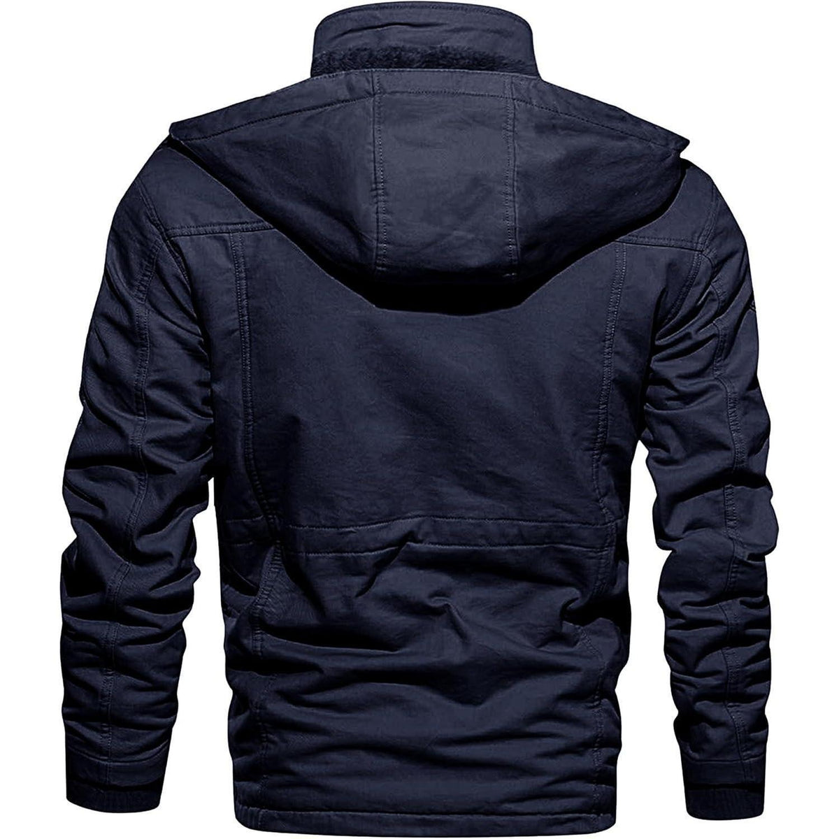 Herren Winterjacke gefüttert Fleece Parka Dunkelblau