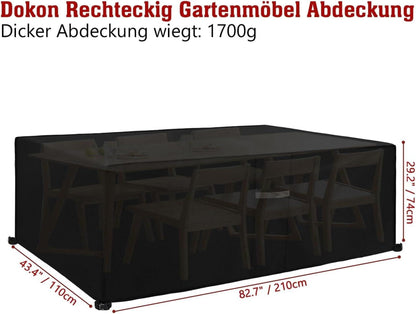 Gartenmöbel Abdeckung Wasserdicht 600D Oxford Schutzhülle - Schwarz