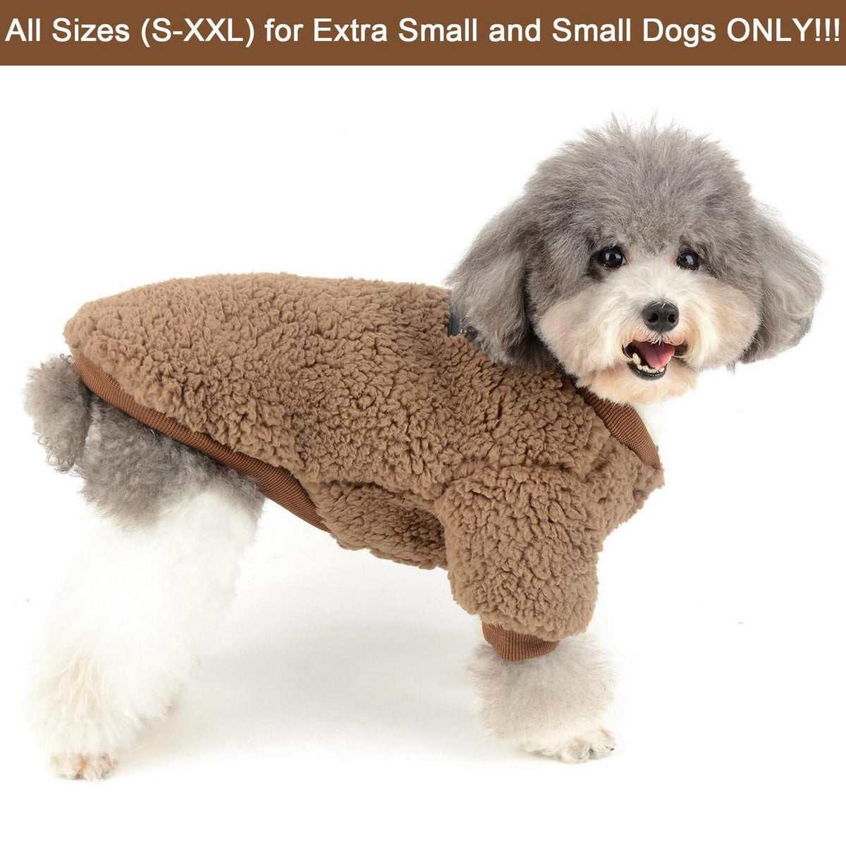 Wintermantel Fleece für kleine Hunde & Katzen - Braun M
