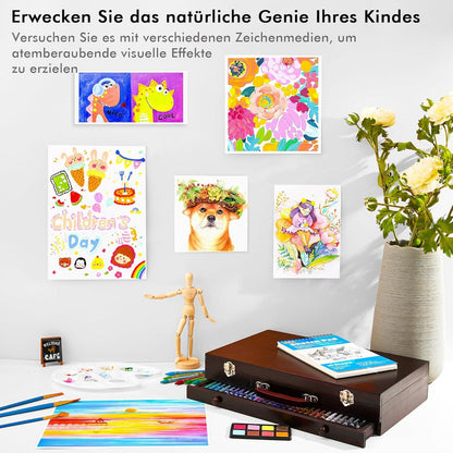 186-teiliges Malset: Acrylfarben, Buntstifte, Ölpastellkreide
