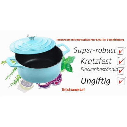 Gusseisen Schmortopf emailliert 26 cm – Hellblau