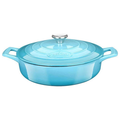 Gusseisen Sauteuse 28 cm – Emaillierte Schmorpfanne Blaugrün