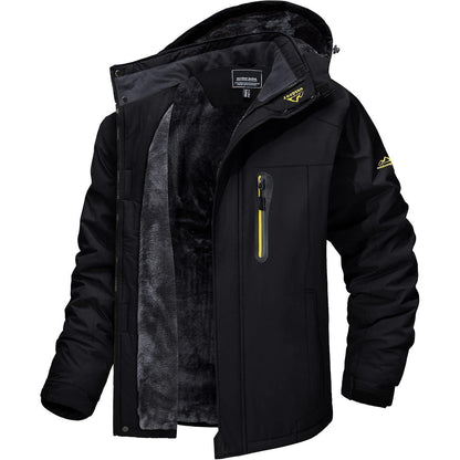 Herren Fleecejacke Winter Warm Gefüttert Skijacke XL Schwarz