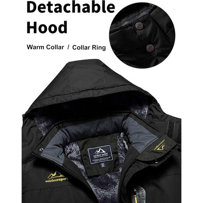Herren Fleecejacke Winter Warm Gefüttert Skijacke Dunkel Schwarz L