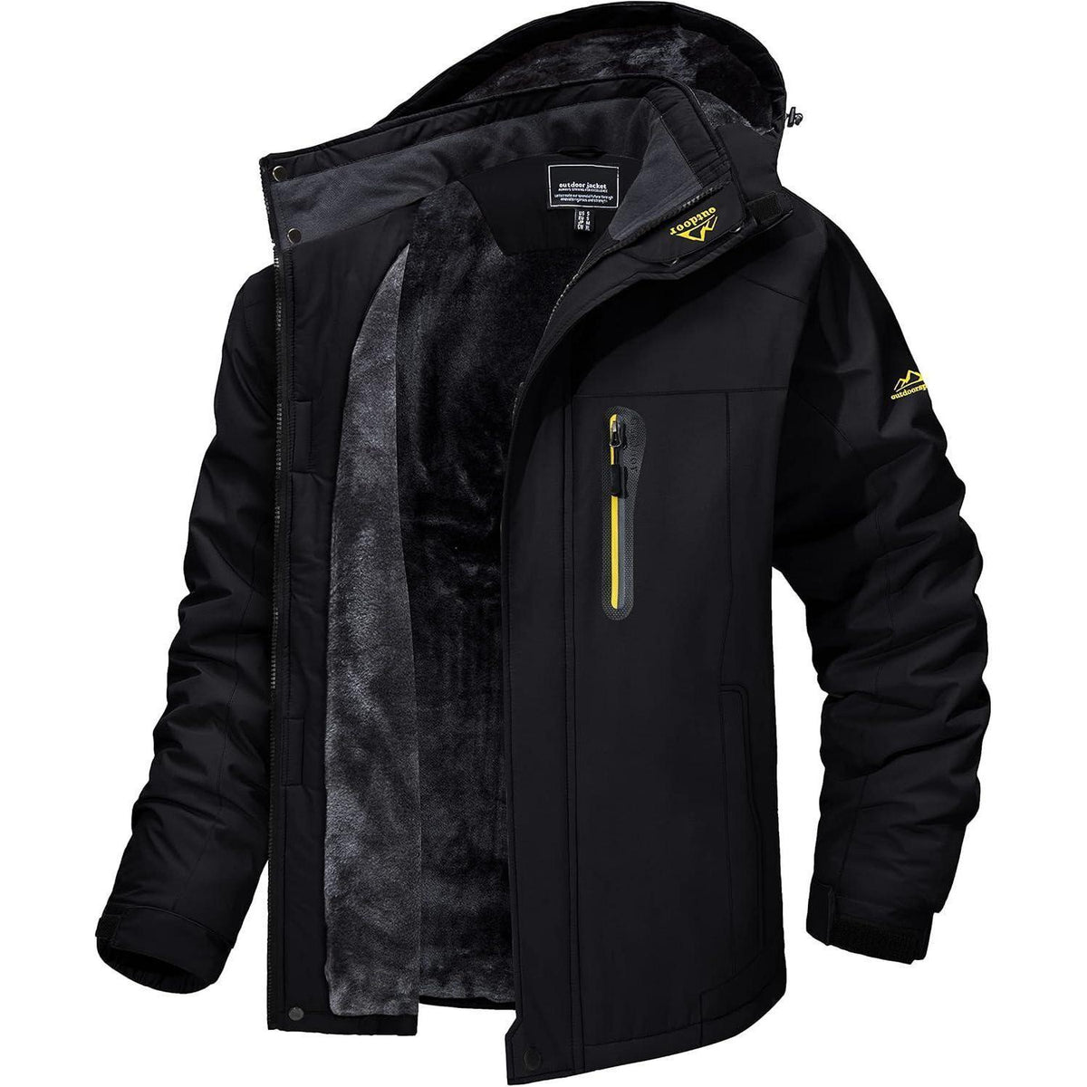 Herren Fleecejacke Winter Warm Gefüttert Skijacke Dunkel Schwarz M