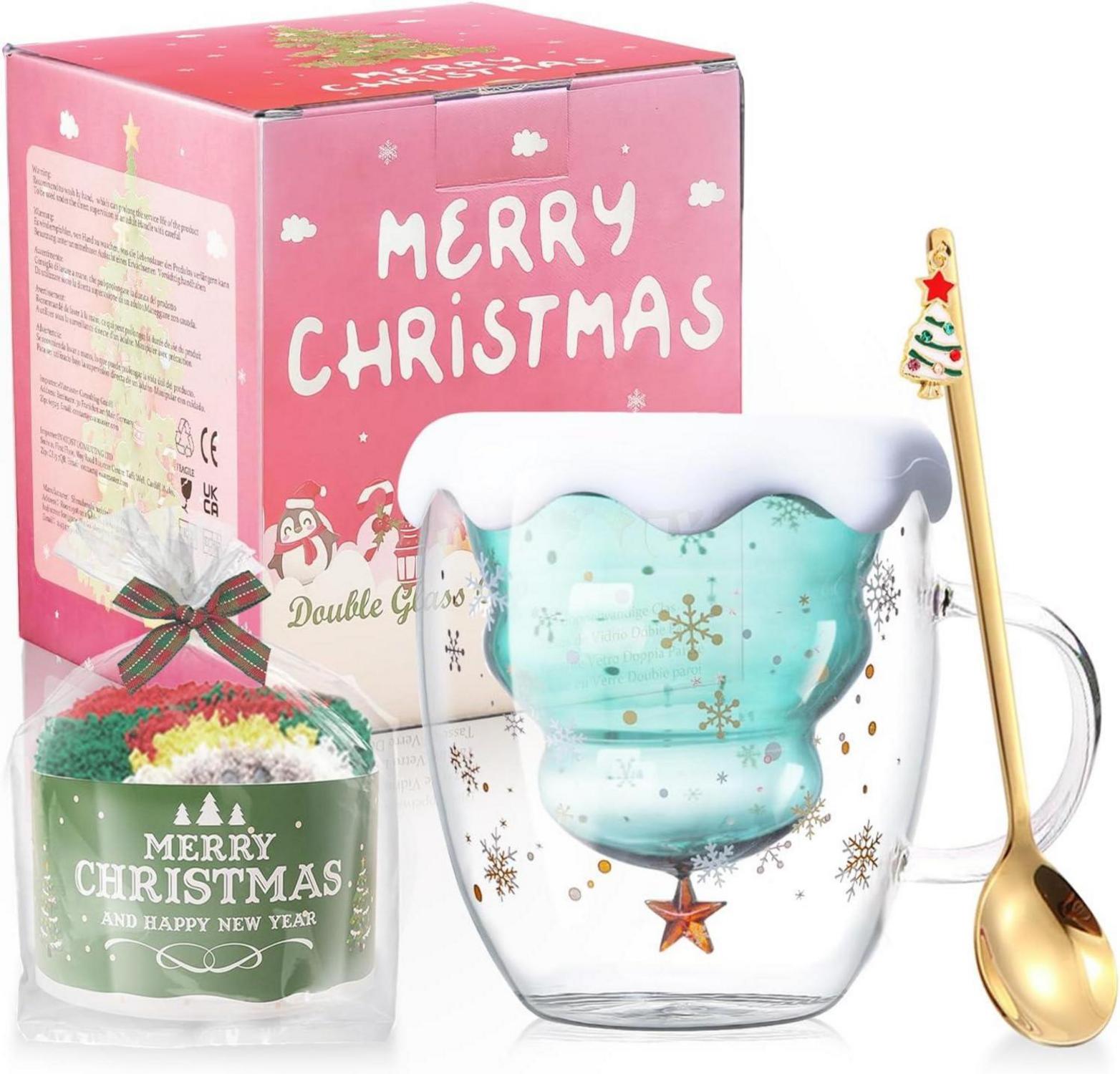 Doppelwandiger Glas Kaffeebecher Weihnachtsbaum Isolierglasbecher