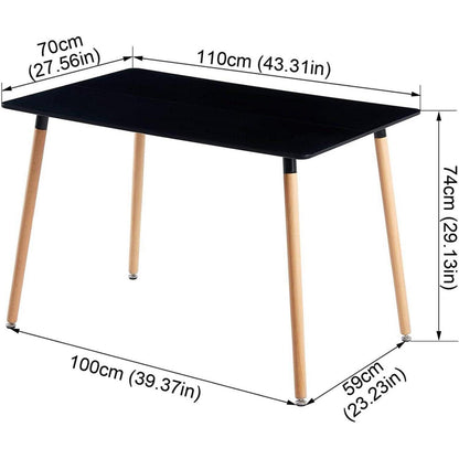 Esstisch rechteckig Schwarz 110x70 cm – MDF Buchenholz