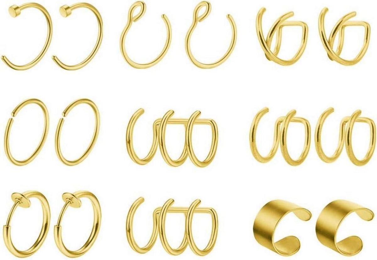 Fake Piercings Ohrklemme Ear Cuff Edelstahl Manschette