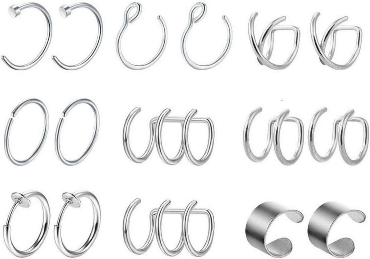 Fake Piercings Ohrklemme Edelstahl Ohr Manschette Clip on