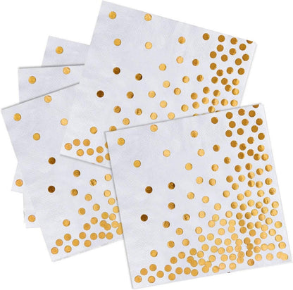 50 Stk Goldene Happy Birthday Party Servietten 3-lagig 33x33cm
