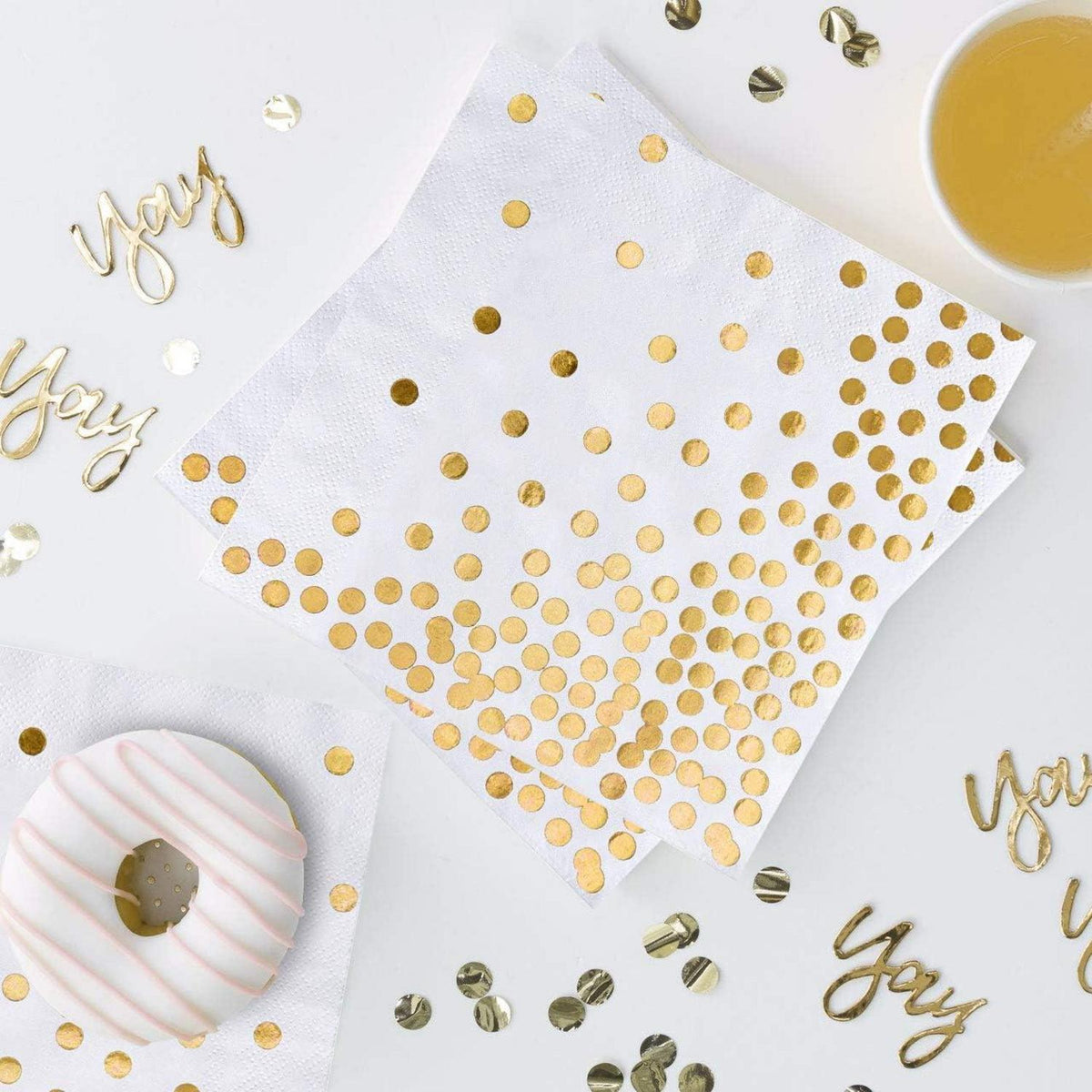 50Stk Goldene Happy Birthday Servietten 33x33cm 3-lagig