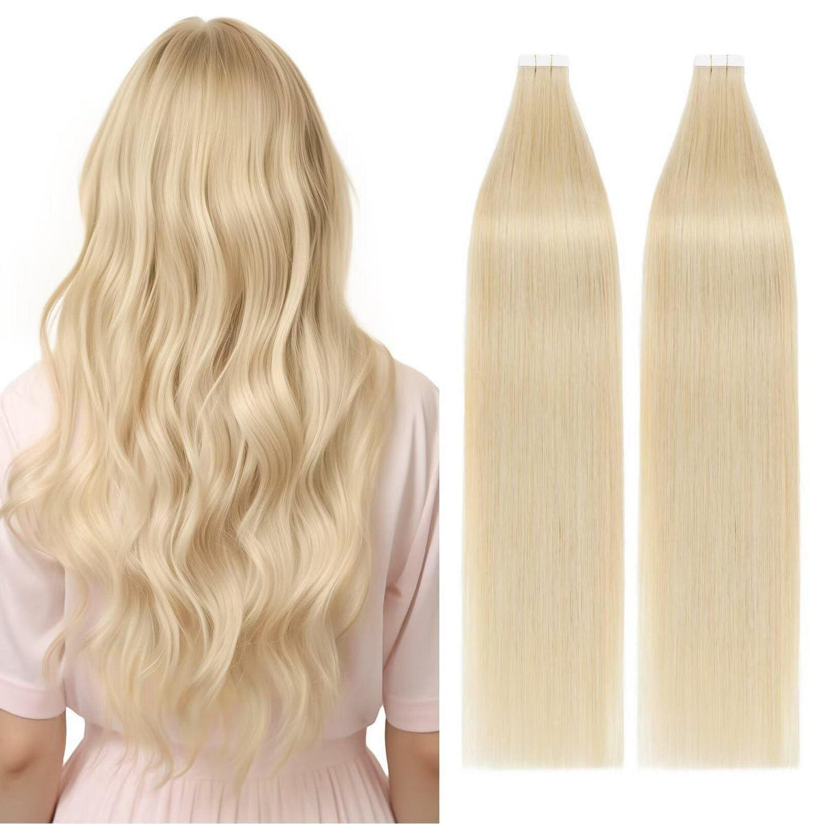 Blond Tape Extensions Echthaar 40 Stück 45 cm Remy