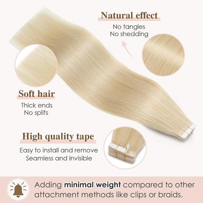 Blond Tape Extensions Echthaar 40 Stück 45 cm Remy