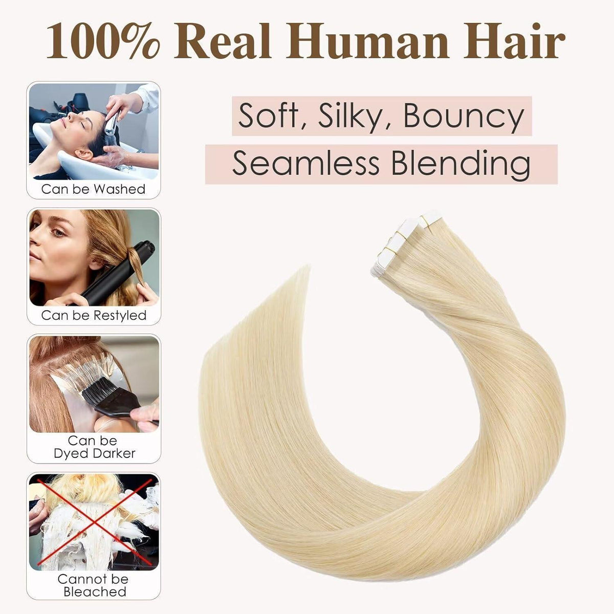 Blond Tape Extensions Echthaar 40 Stück 45 cm Remy