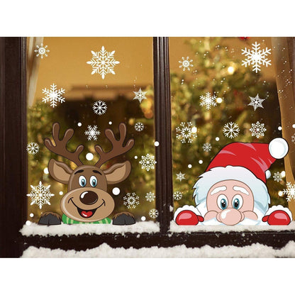 Weihnachts Fensterbilder Santa & Rudolph – 6er Set mit Schneeflocken