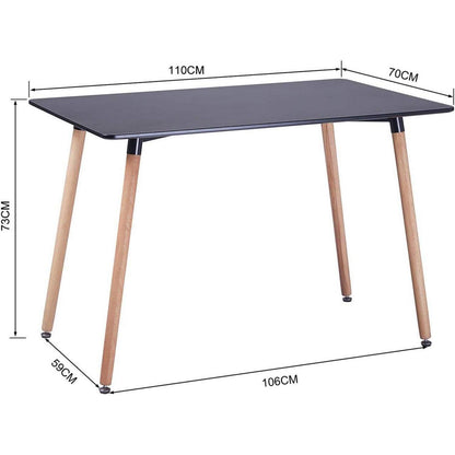 Rechteckiger Esstisch Schwarz – Skandinavisch & Modern 110x70cm
