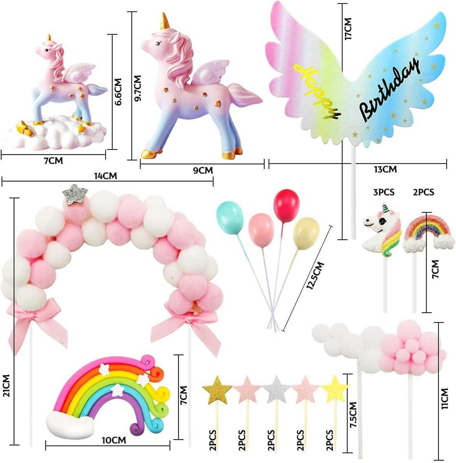 Einhorn Geburtstag Kuchendeko Set für Mädchen, Regenbogen