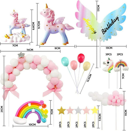 Einhorn Geburtstag Kuchendeko Set für Mädchen, Regenbogen