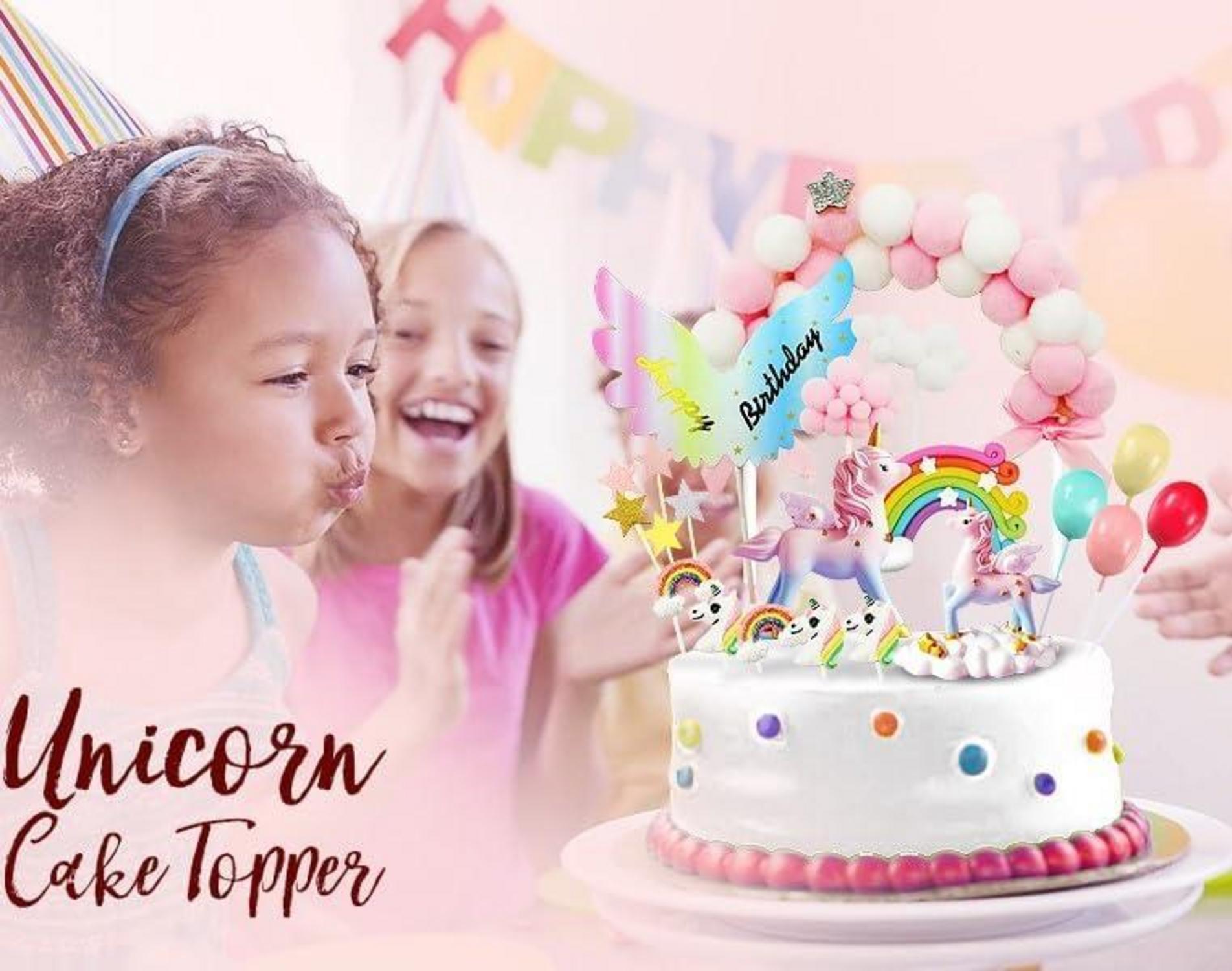Tortendeko Einhorn Regenbogen Happy Birthday Mädchen Cupcake Topper