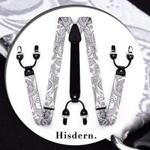 Herren Hosenträger Set mit Fliege & Einstecktuch, Grau Paisley