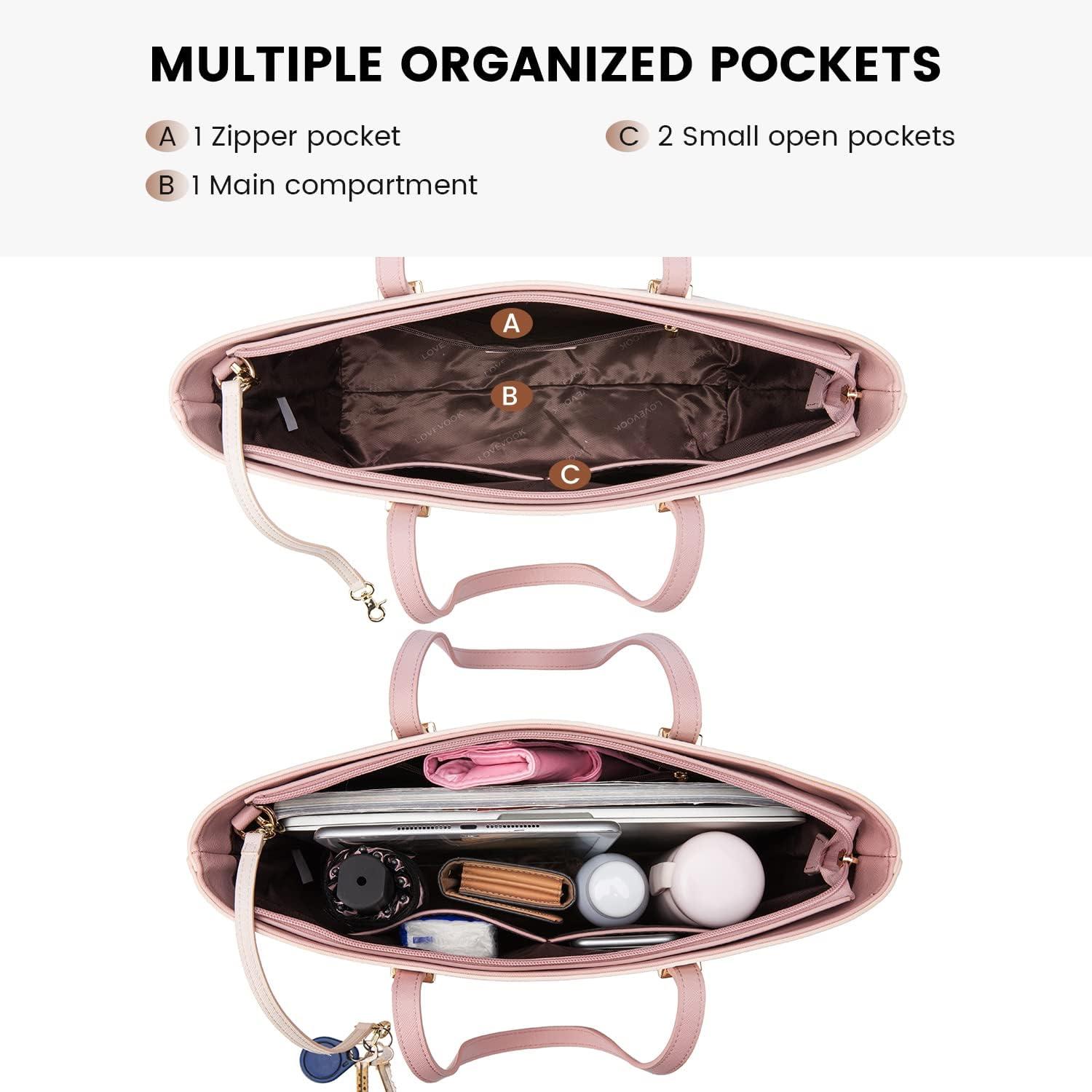 Moderne LOVEVOOK 3-teilige Damen Handtasche Set in Schwarz